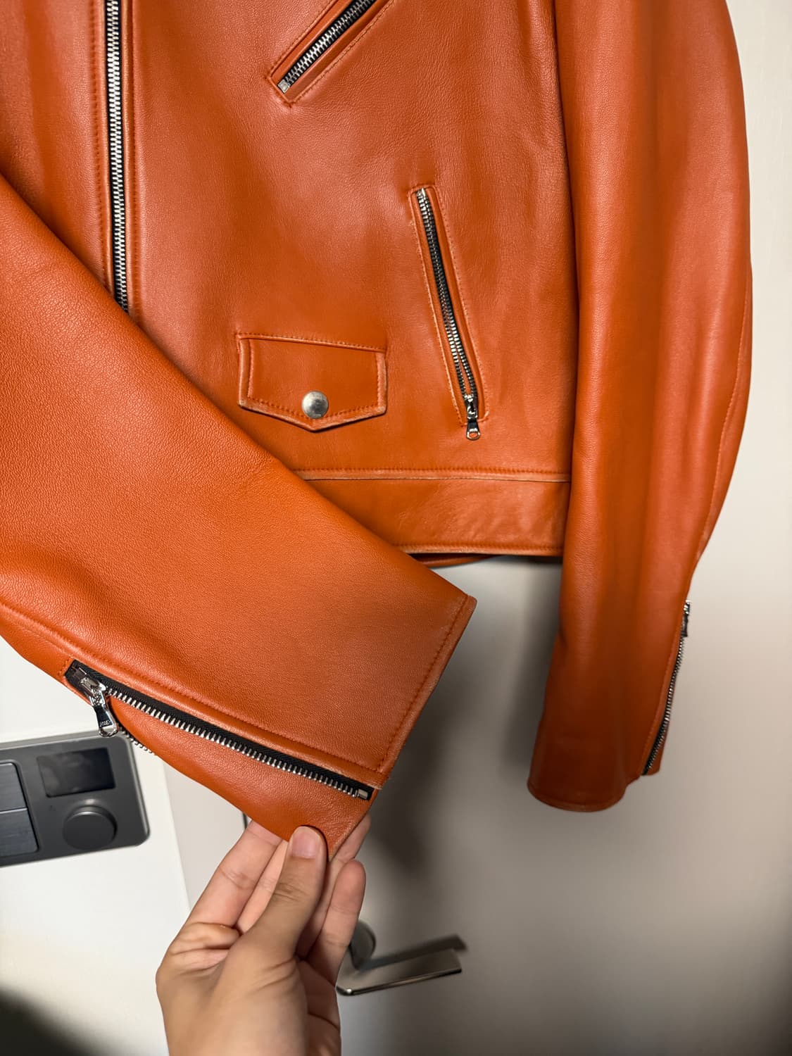 노이스  바이커 램스킨 레더 자켓 브라운 L size 상품이미지5