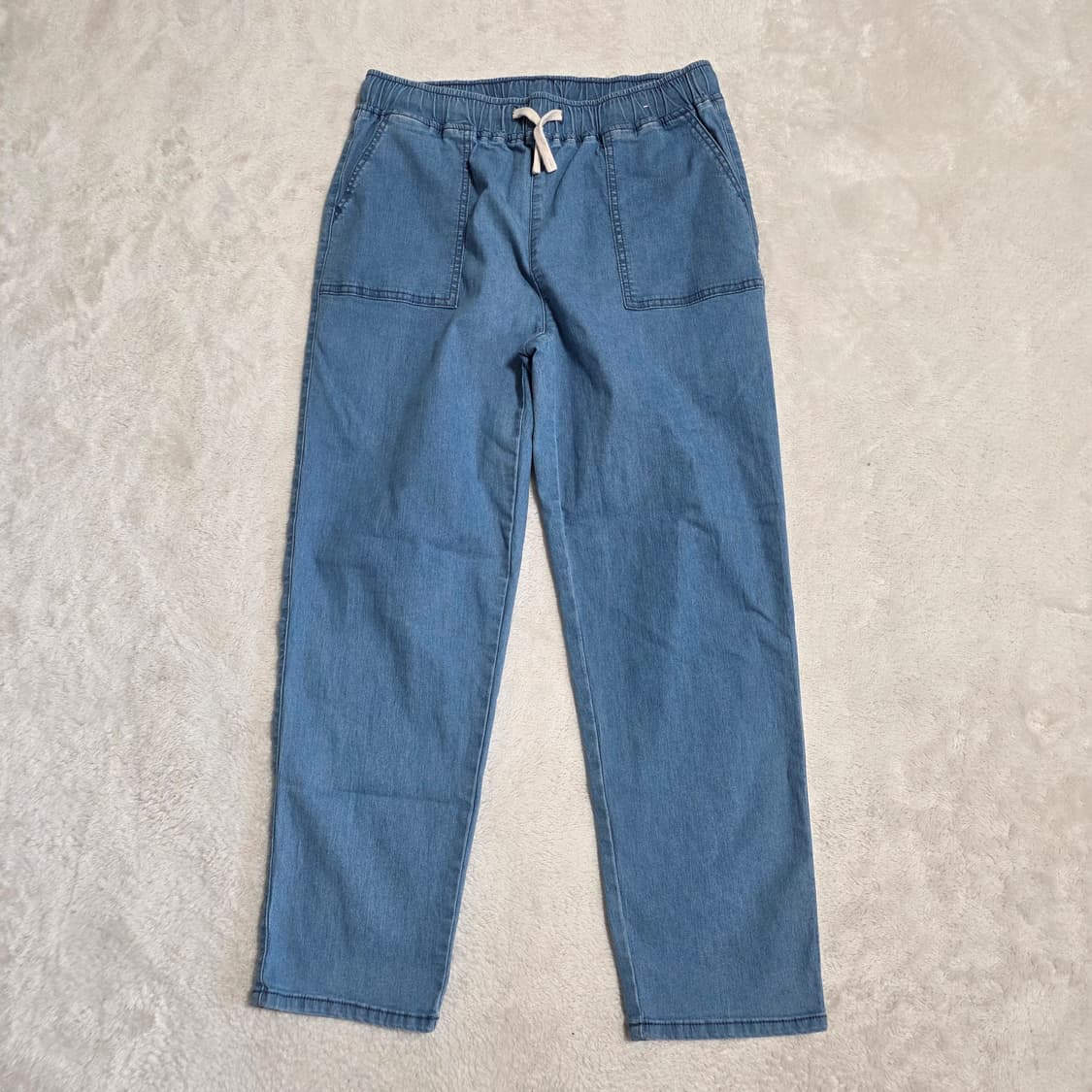 (30)여성 폴햄 쿨링 밴딩 데님 팬츠 여름 상품이미지1