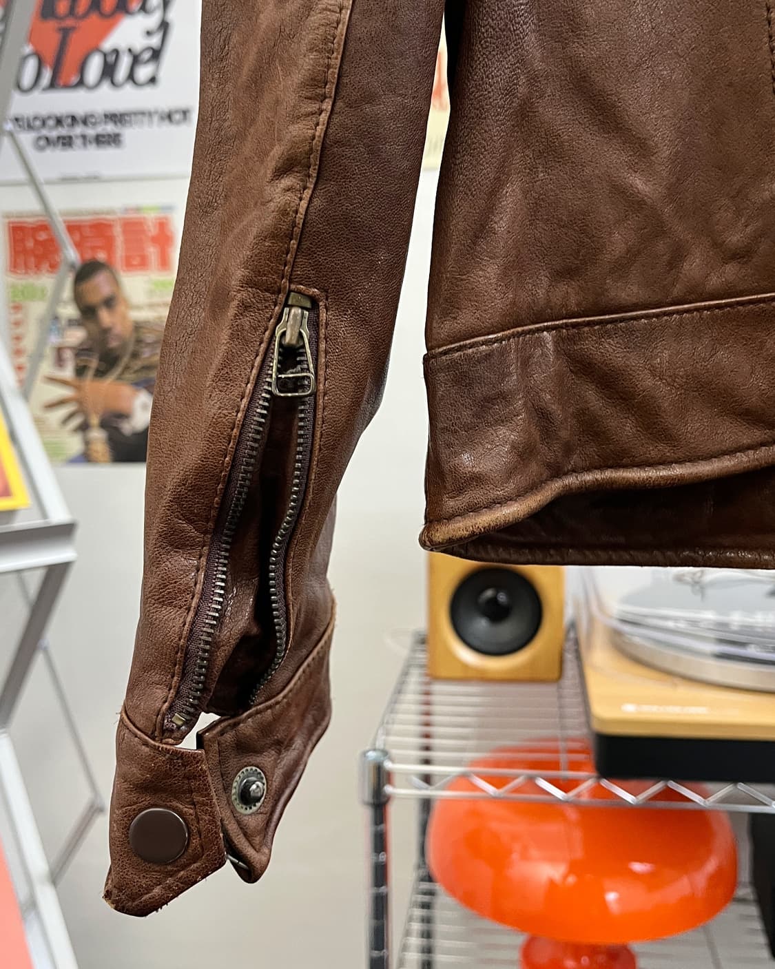 올드 빈티지 멀티 포켓 브라운 레더 자켓 상품이미지8