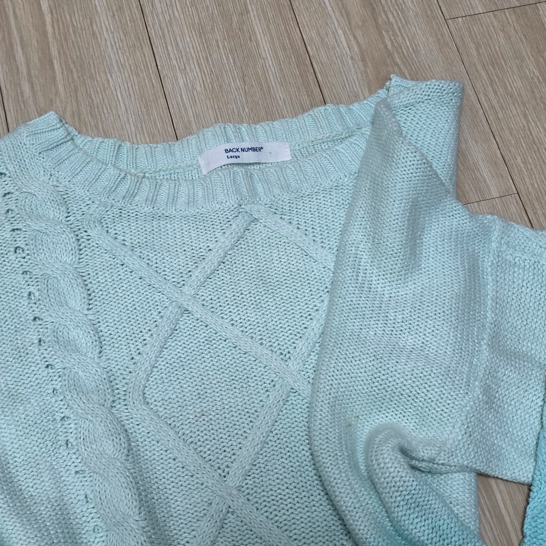 일본빈티지) 민트모리걸st 그라데이션 케이블 로맨틱 니트스웨터 상품이미지4