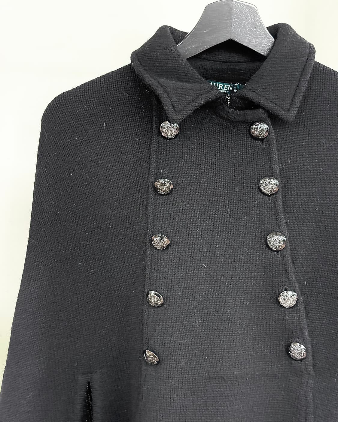 랄프로렌 블랙 울 케이프 버튼업 코트 상품이미지3