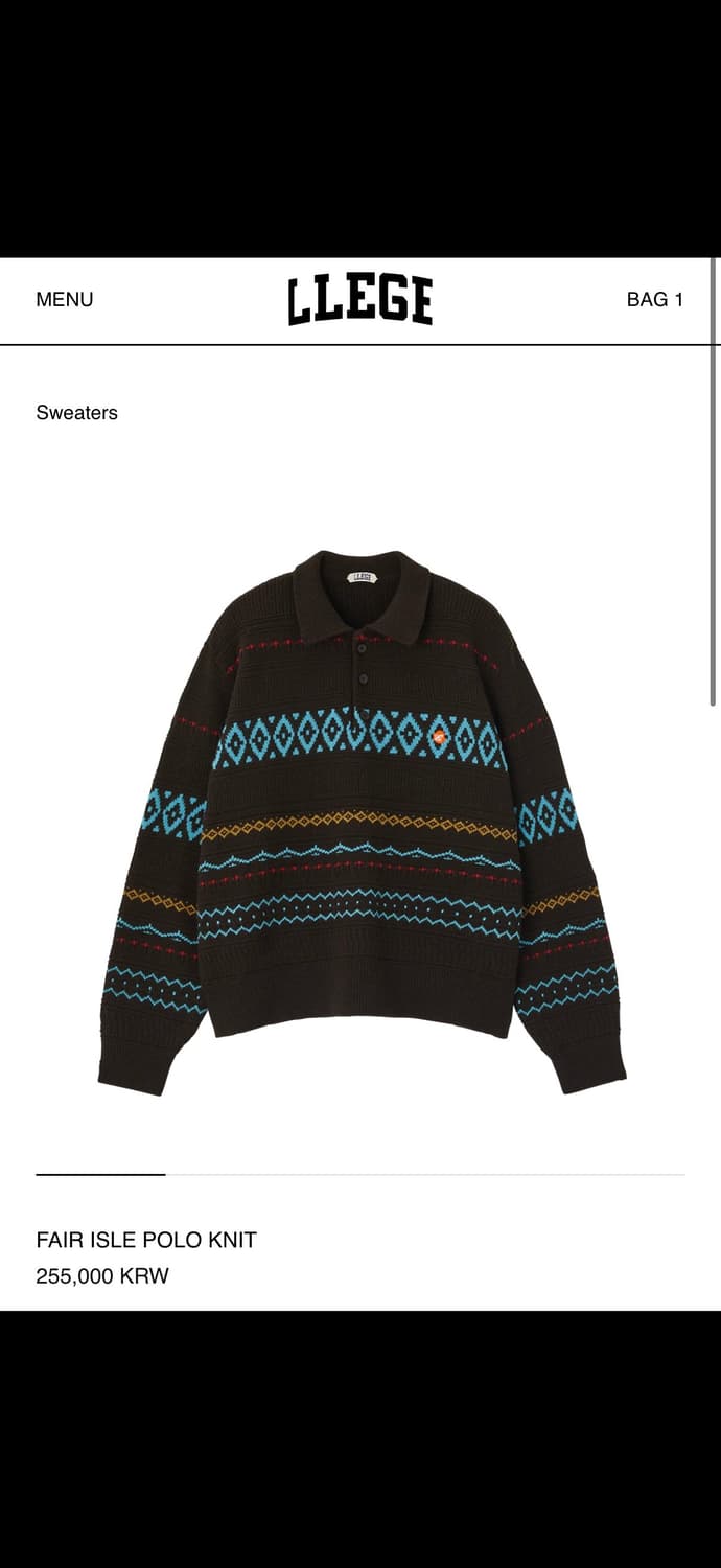 Llege 페어아일폴로니트 L사이즈 상품이미지1