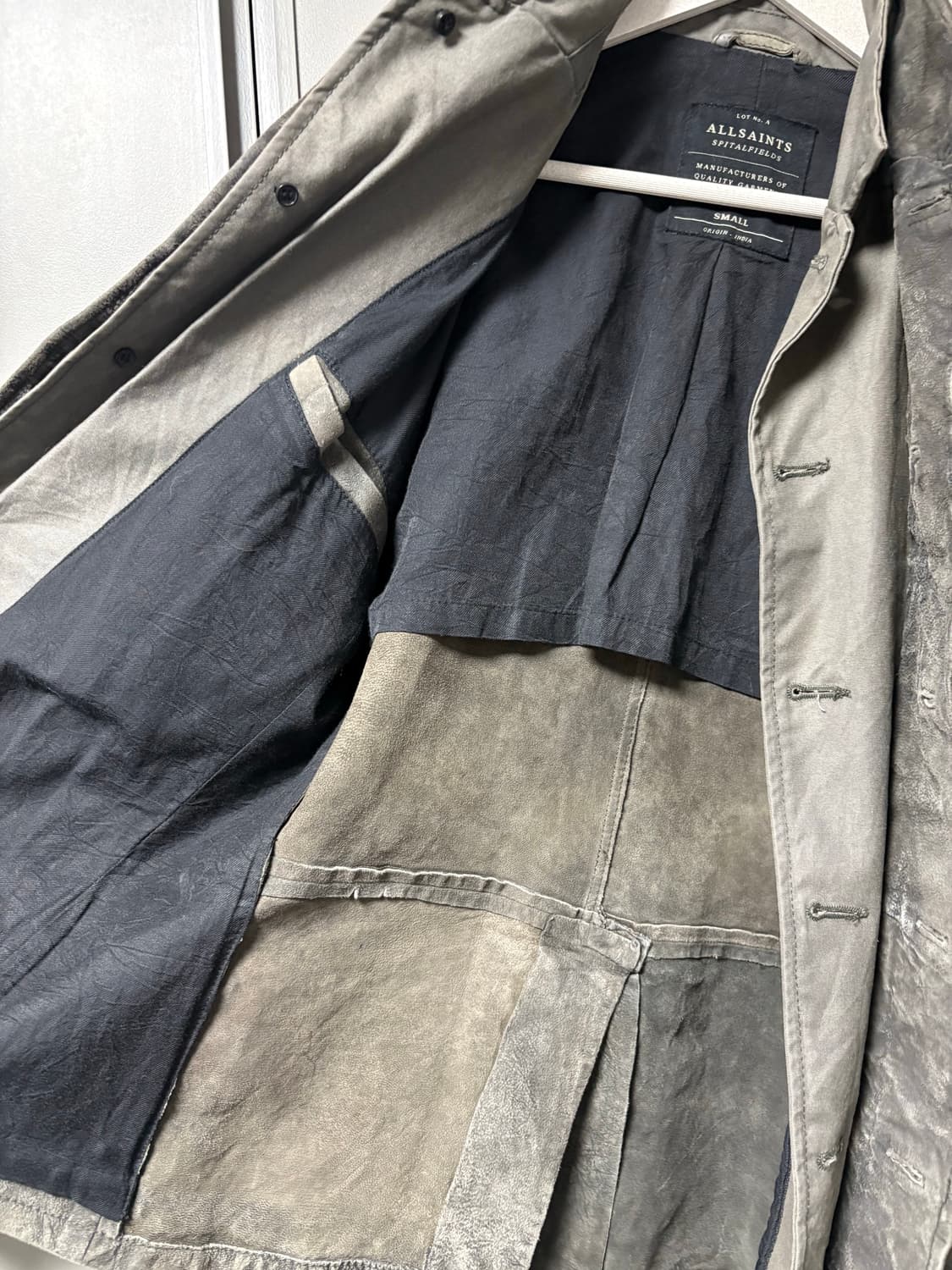 올세인츠 빈티지 워싱 레더 블레이저 자켓 카키 s 상품이미지10