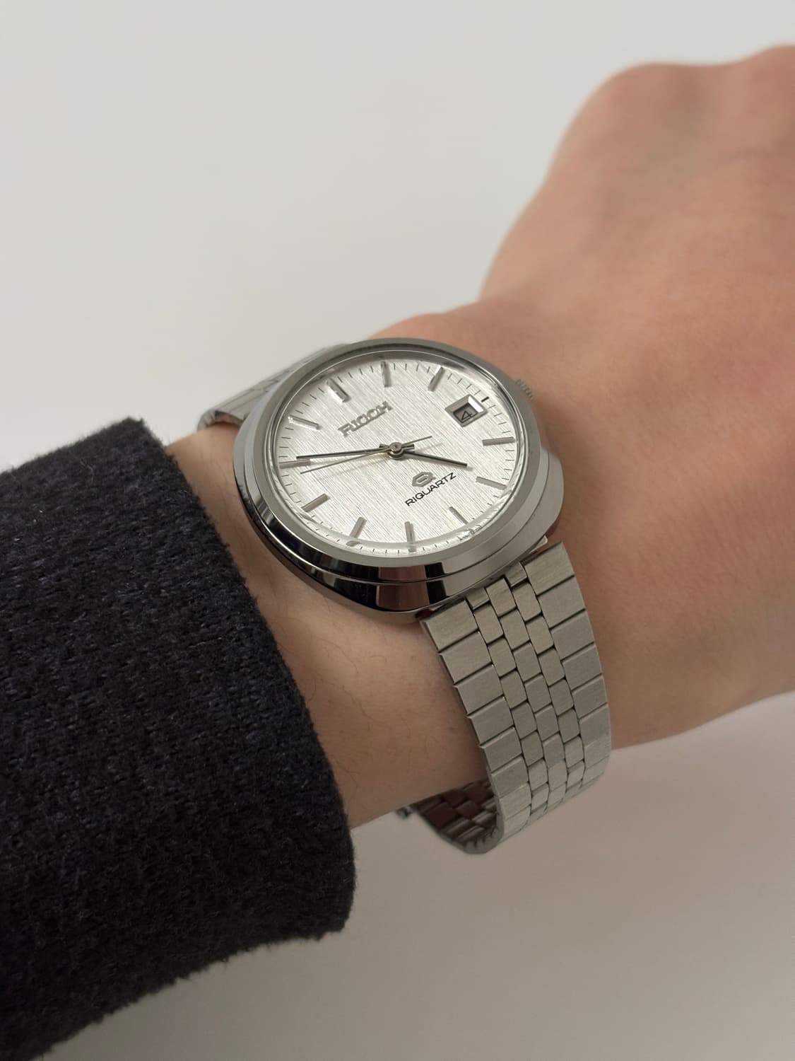 리코 1980년대 스트라이프 다이얼 실버 리쿼츠 남성 상품이미지1