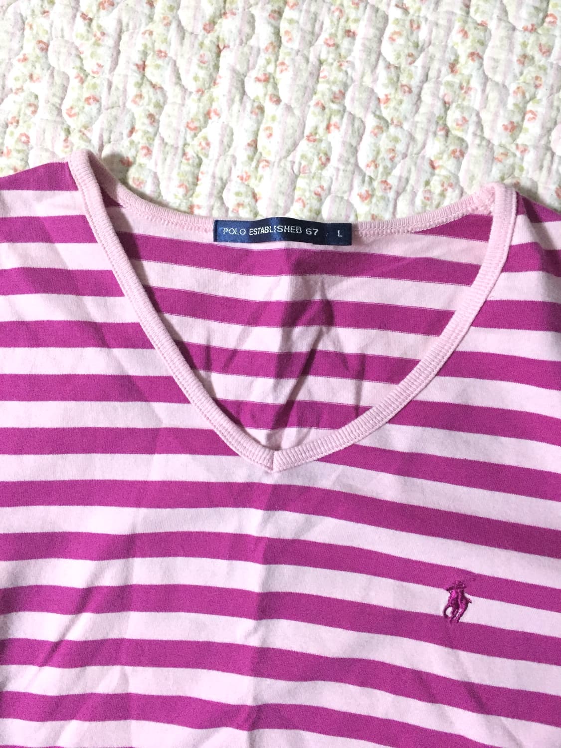 Polo pink stripe short sleeve 상품이미지3
