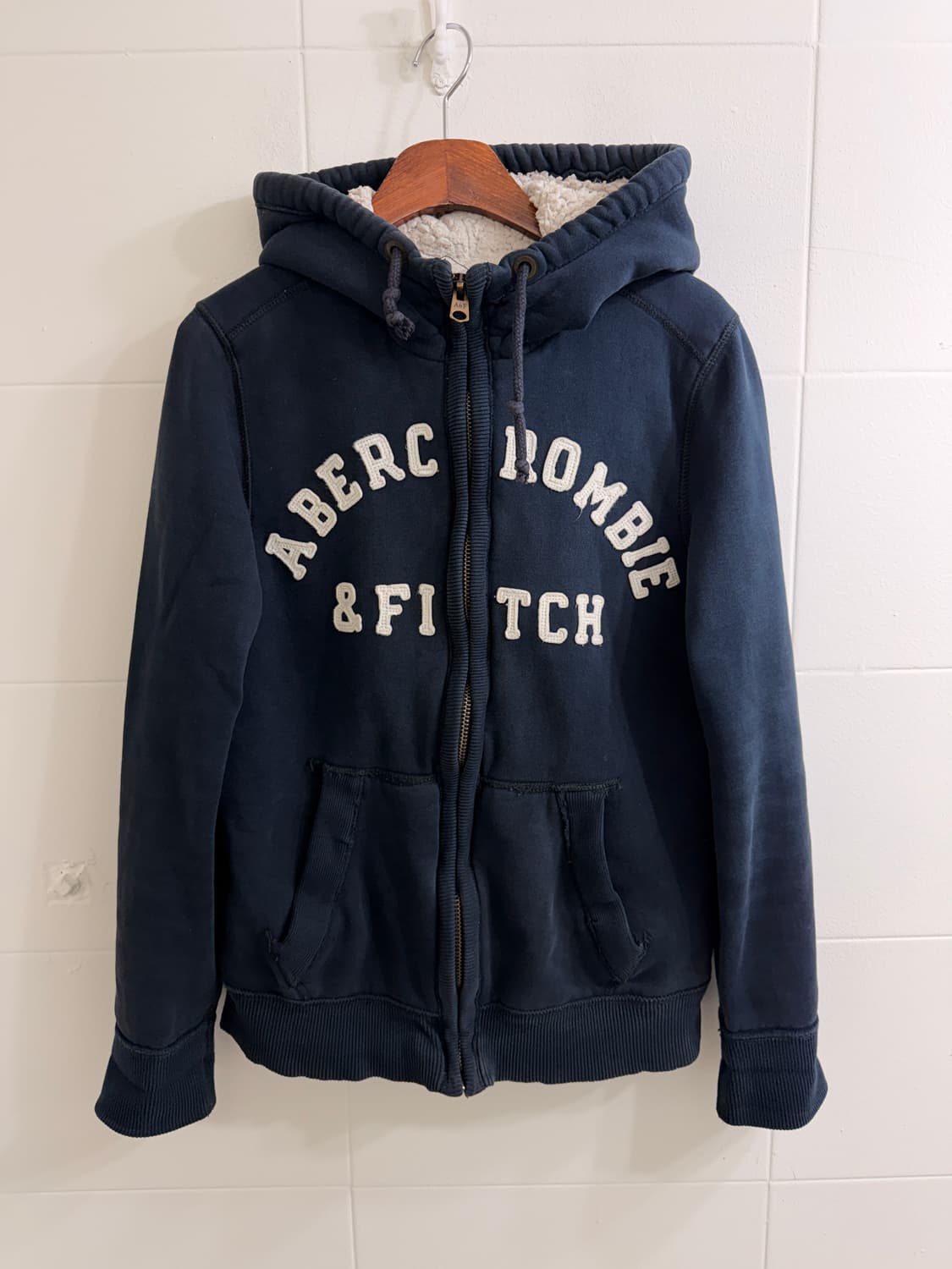 아베크롬비 네이비 양털 울프죠 하이넥 후드집업 상품이미지3