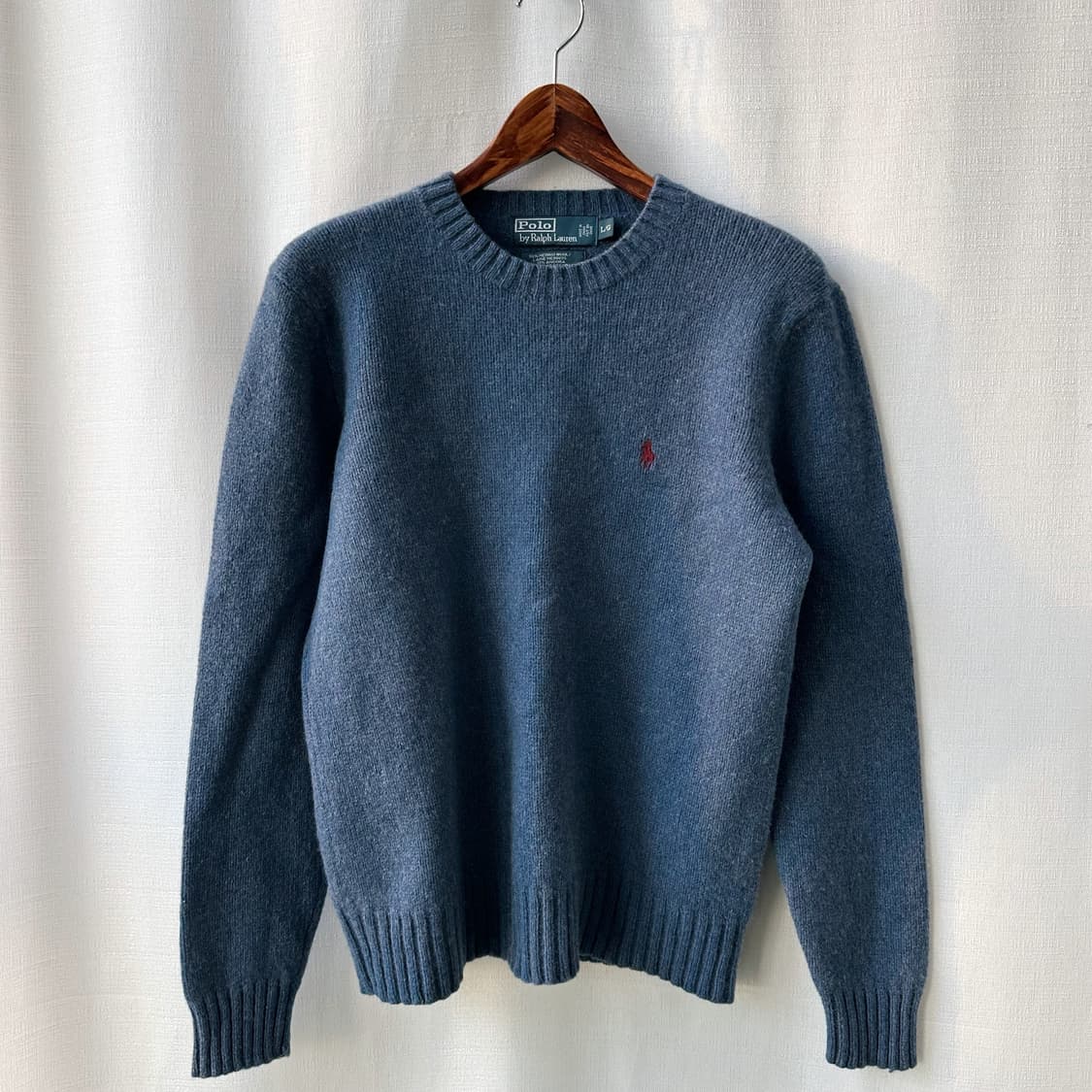 폴로 랄프로렌 니트 메리노울 앙고라 크루넥 스웨터 그레이 블루 L 상품이미지1