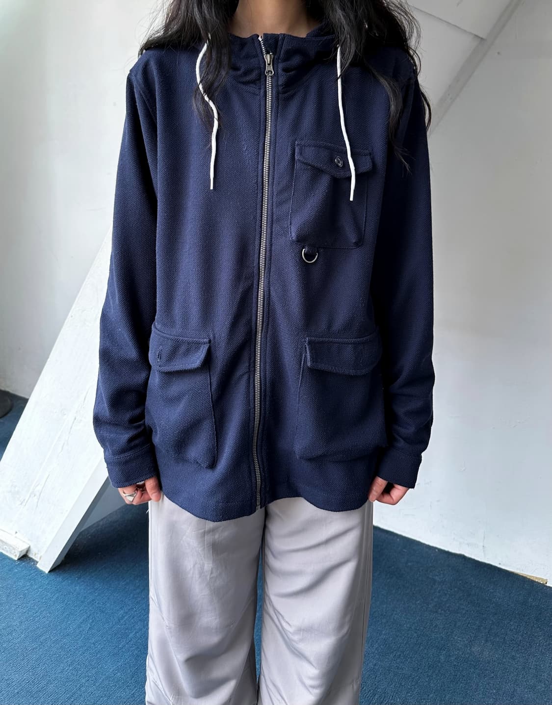 Knit fabric hooded design jacket 상품이미지10