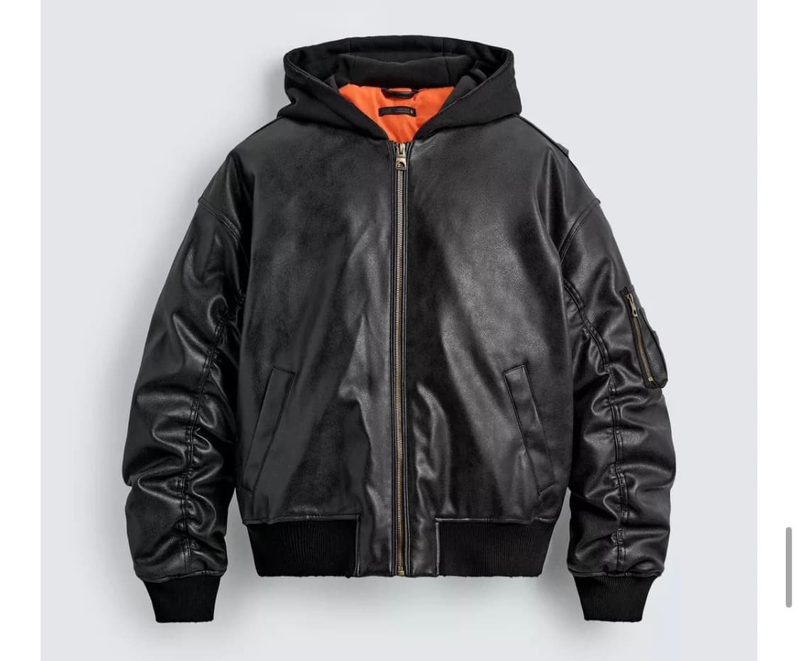 자라 레더 후드 봄버 상품이미지1
