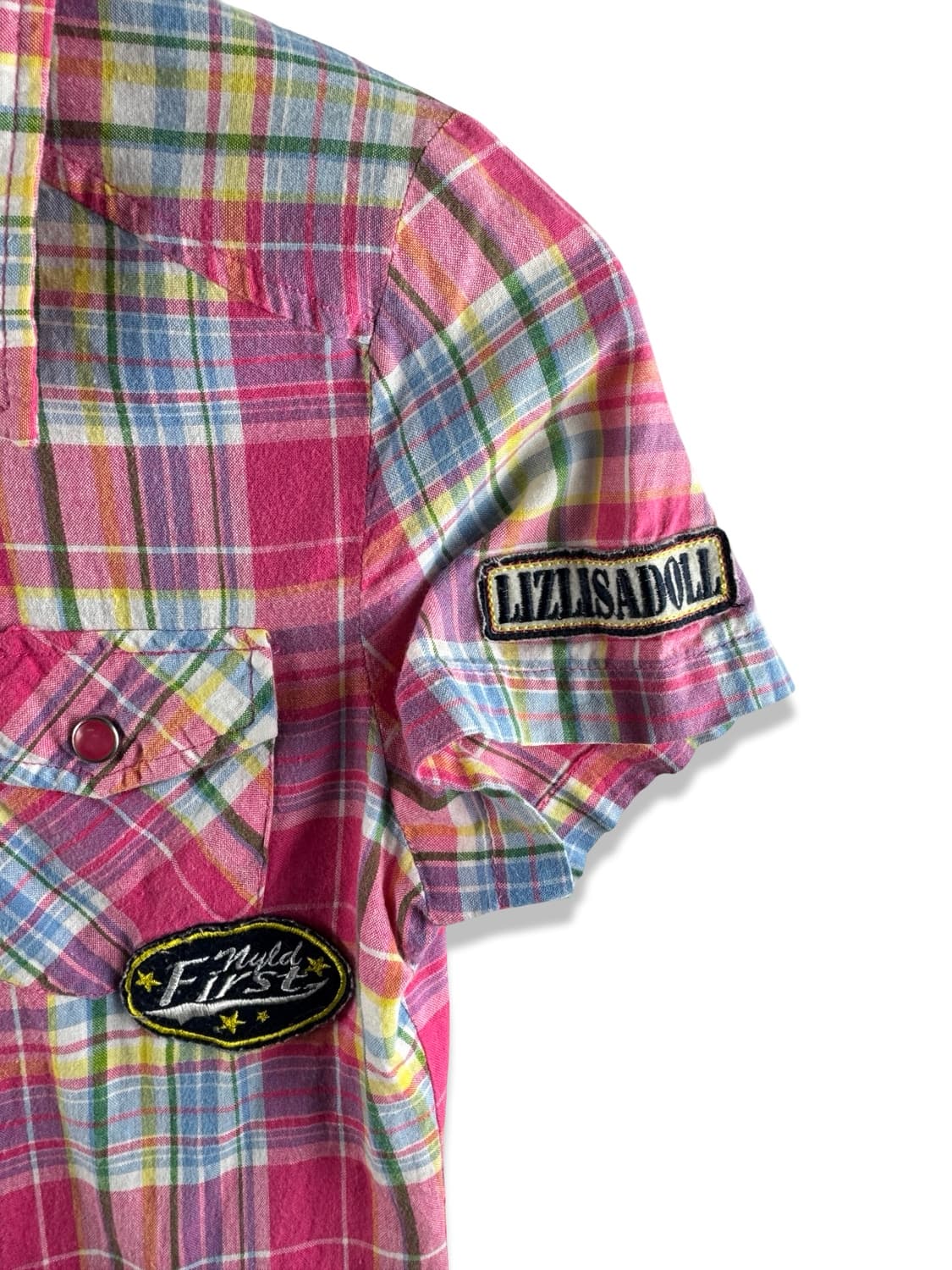 리즈리사돌 Y2K 패치 시골깔 체크 셔츠2861 상품이미지5