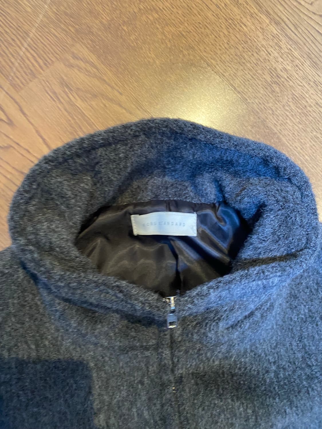 에크루 모직 퍼 집업 자켓 그레이 os 상품이미지3