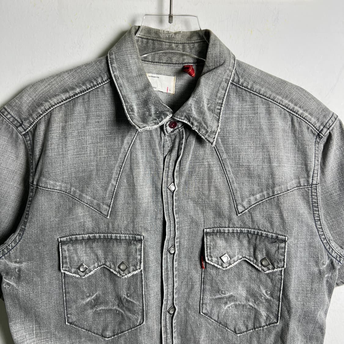 리바이스 레드루프 웨스턴 데님 반팔 셔츠 L 상품이미지5