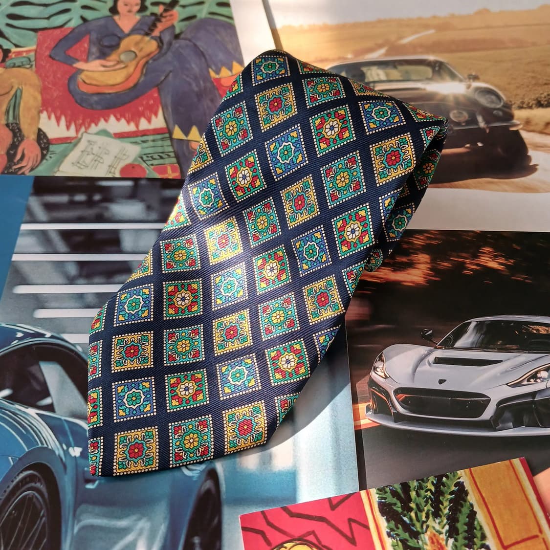 라파예트컬렉션 실크 기하 패턴 넥타이 8.5cm A+등급 A18943
 상품이미지1