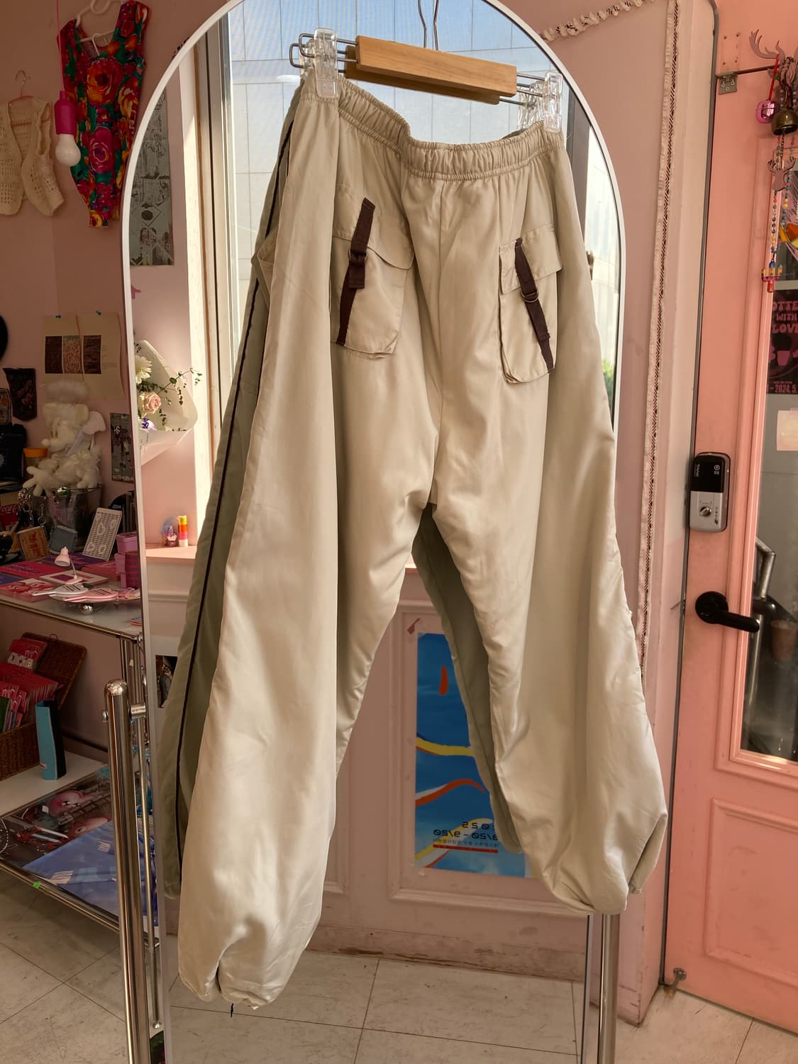 빈티지 아이보리 스포츠 조거 스트링 팬츠 상품이미지4