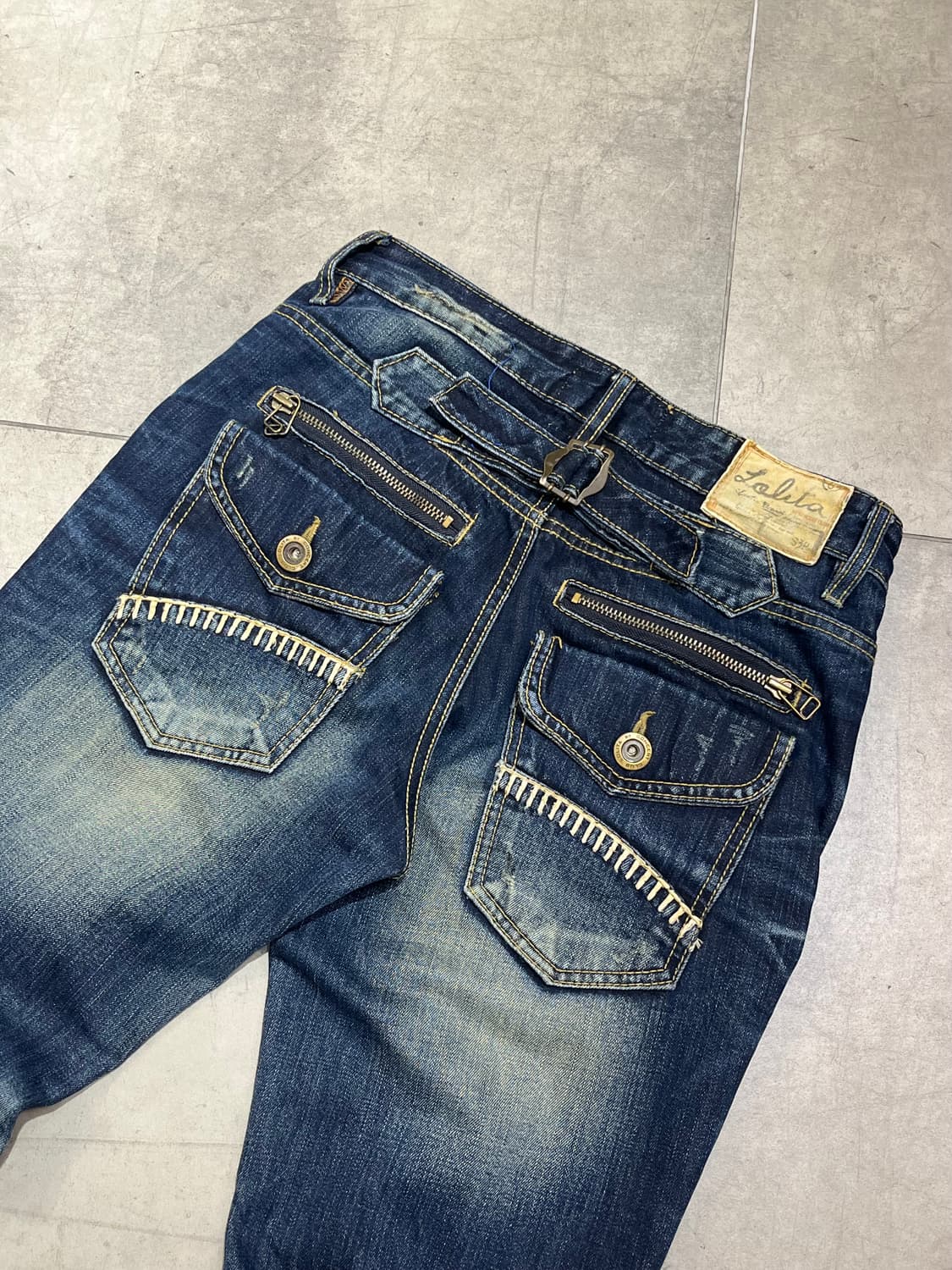 일본 빈티지 Lolita jeans 락펑크 지퍼 와이드 데님 팬츠  상품이미지9