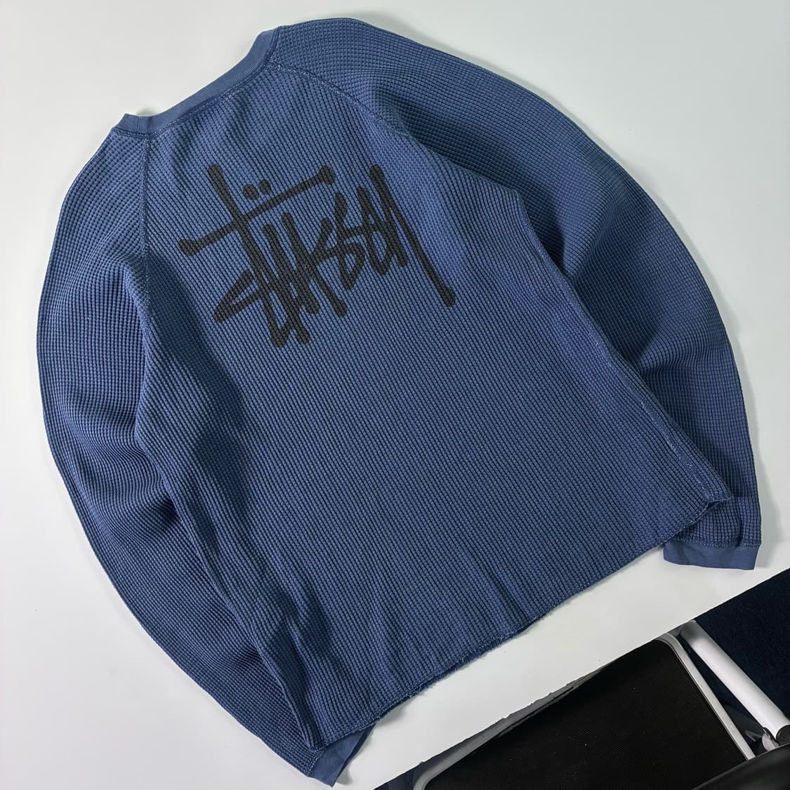 Stussy  스투시 래글런 써멀 블루 롱슬리브 와플니트  상품이미지1