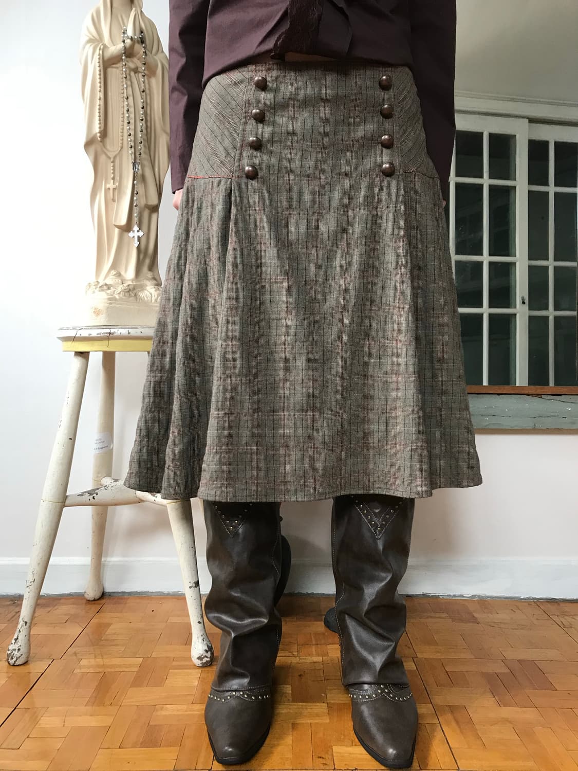 vintage check pattern skirt (29inch) 상품이미지2