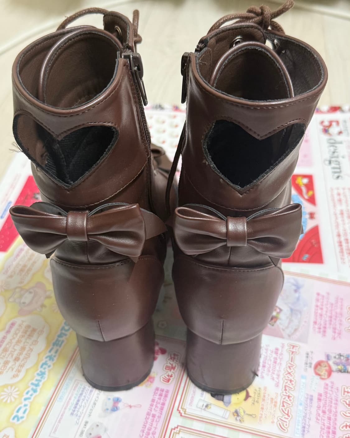 디어리 디마럽 라떼갸루 대대장 왕리본 하트 초코 부츠 235 상품이미지2