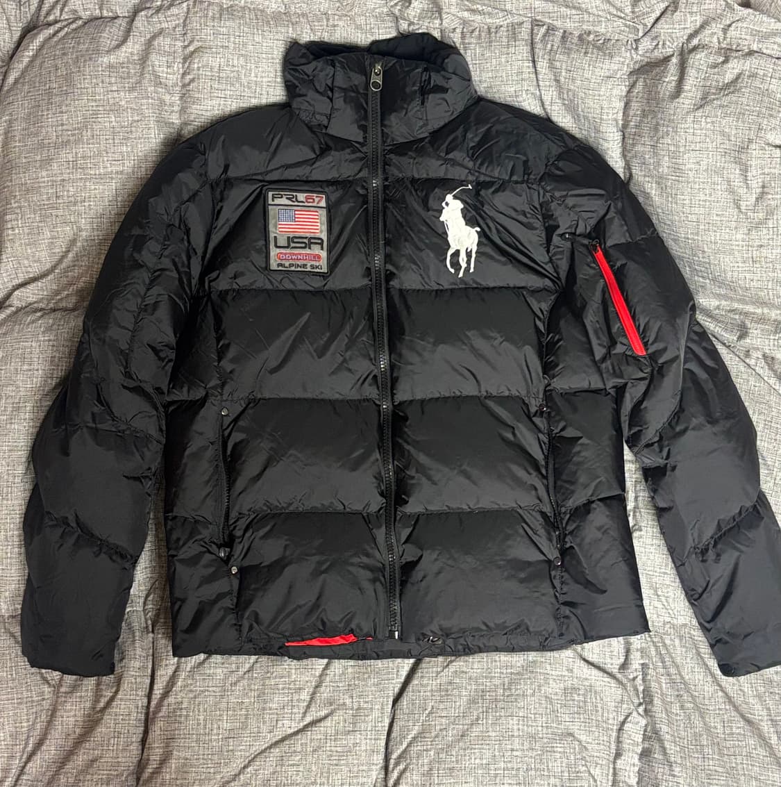 폴로 빅포니 성조기 블랙 패딩 점퍼 L 상품이미지1