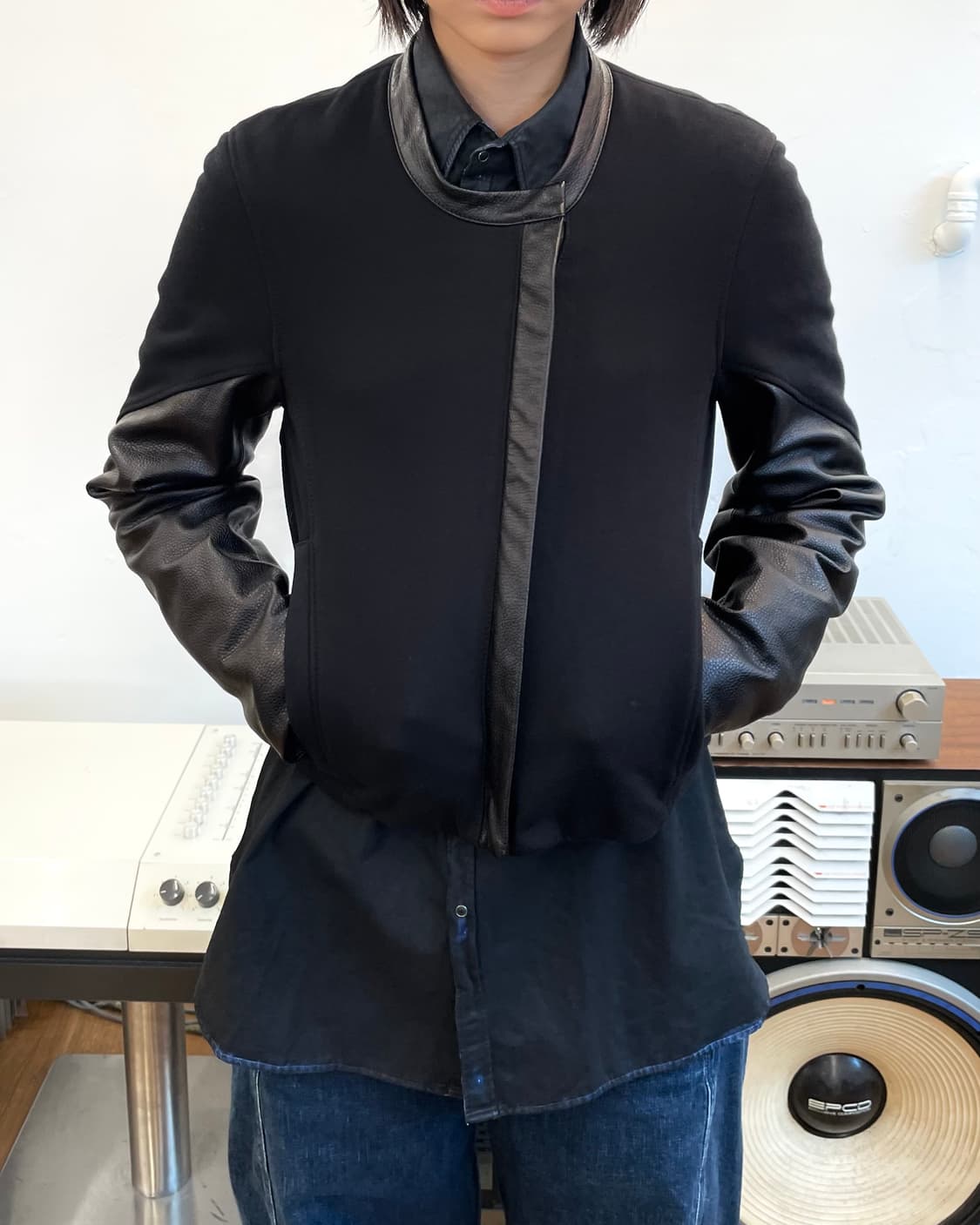 [S] 헬무트랭 코튼 레더 숏 자켓 상품이미지5