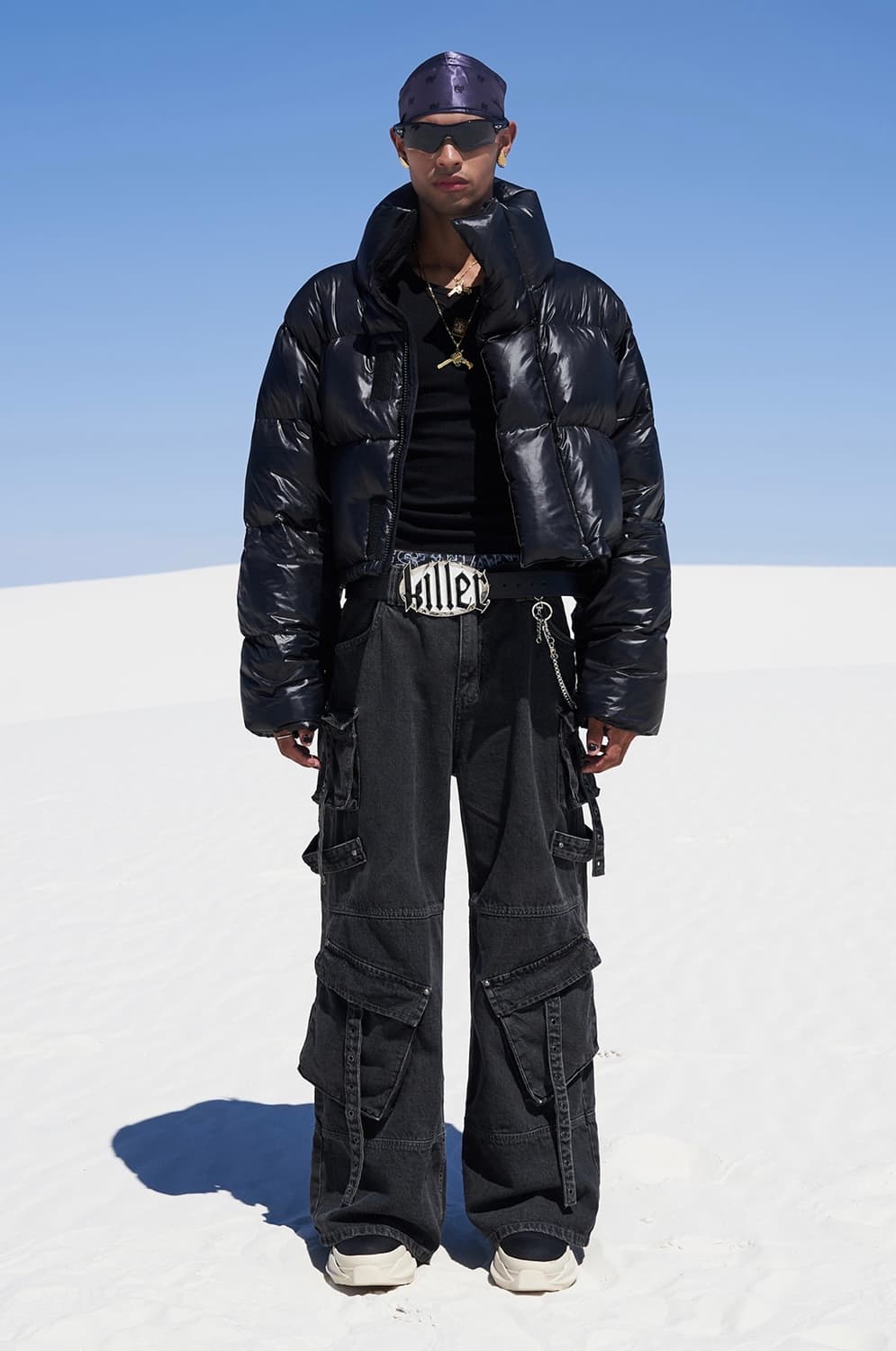 EMBROIDERED CROP PUFFER JACKET BLACK 상품이미지2
