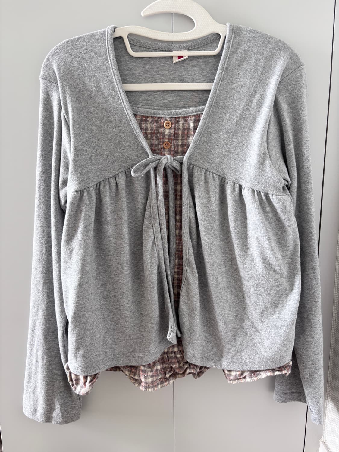 꼬모니노즈 체크 레이어드 가디건 모리걸 상품이미지6