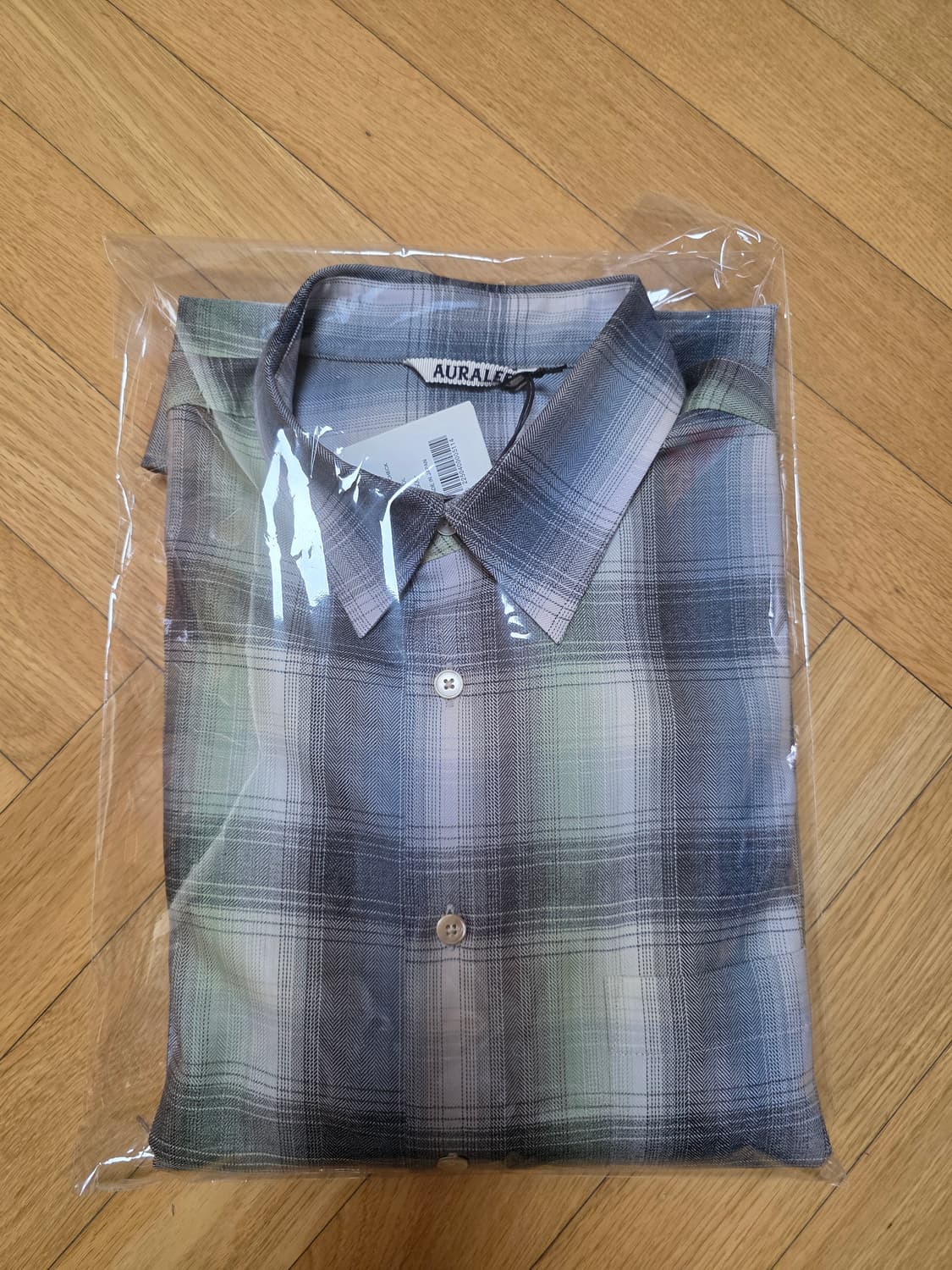 오라리25fw 슈퍼라이트 블루그린체크셔츠 상품이미지2