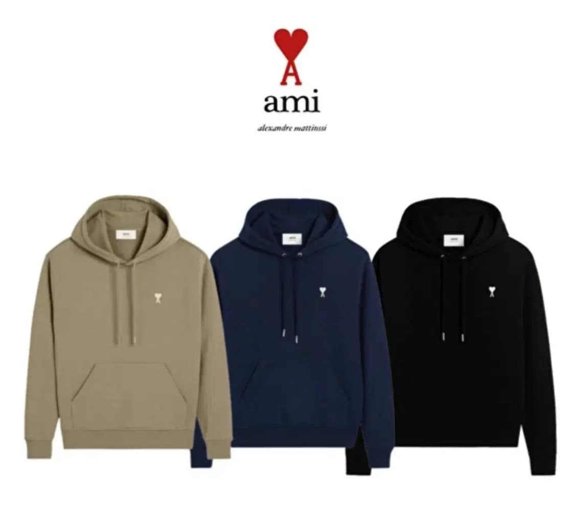 아미 스몰하트 화이트로고 후드티 3컬러 상품이미지1