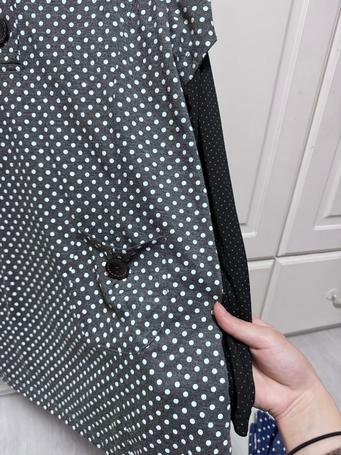 빈티지 모리걸 하구미 니혼진 레이어드 도트 목폴라 상의 세트 상품이미지2