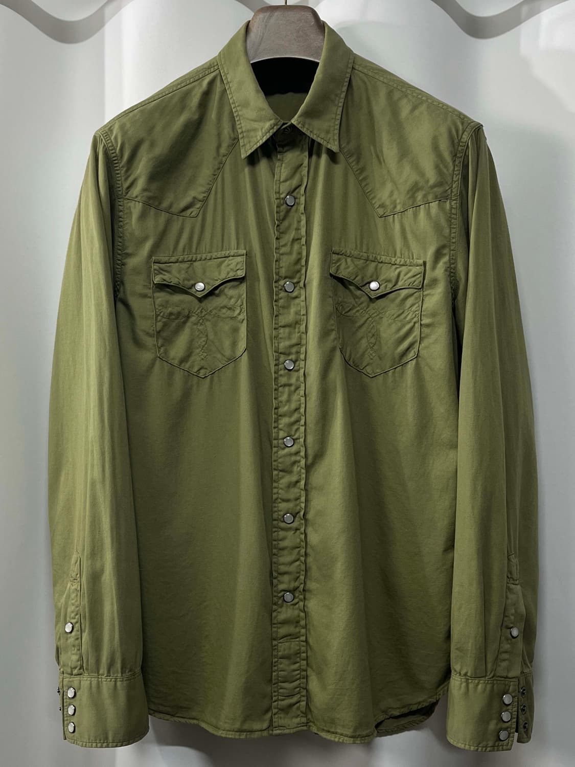 RRL 더블알엘 올리브 코튼 트윌 웨스턴 셔츠 상품이미지1