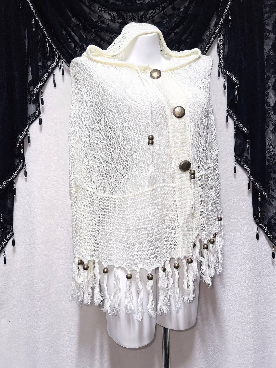 디그딥 digdeep 페어리 그런지 태슬 니트 후드 케이프 판초 모리 상품이미지3