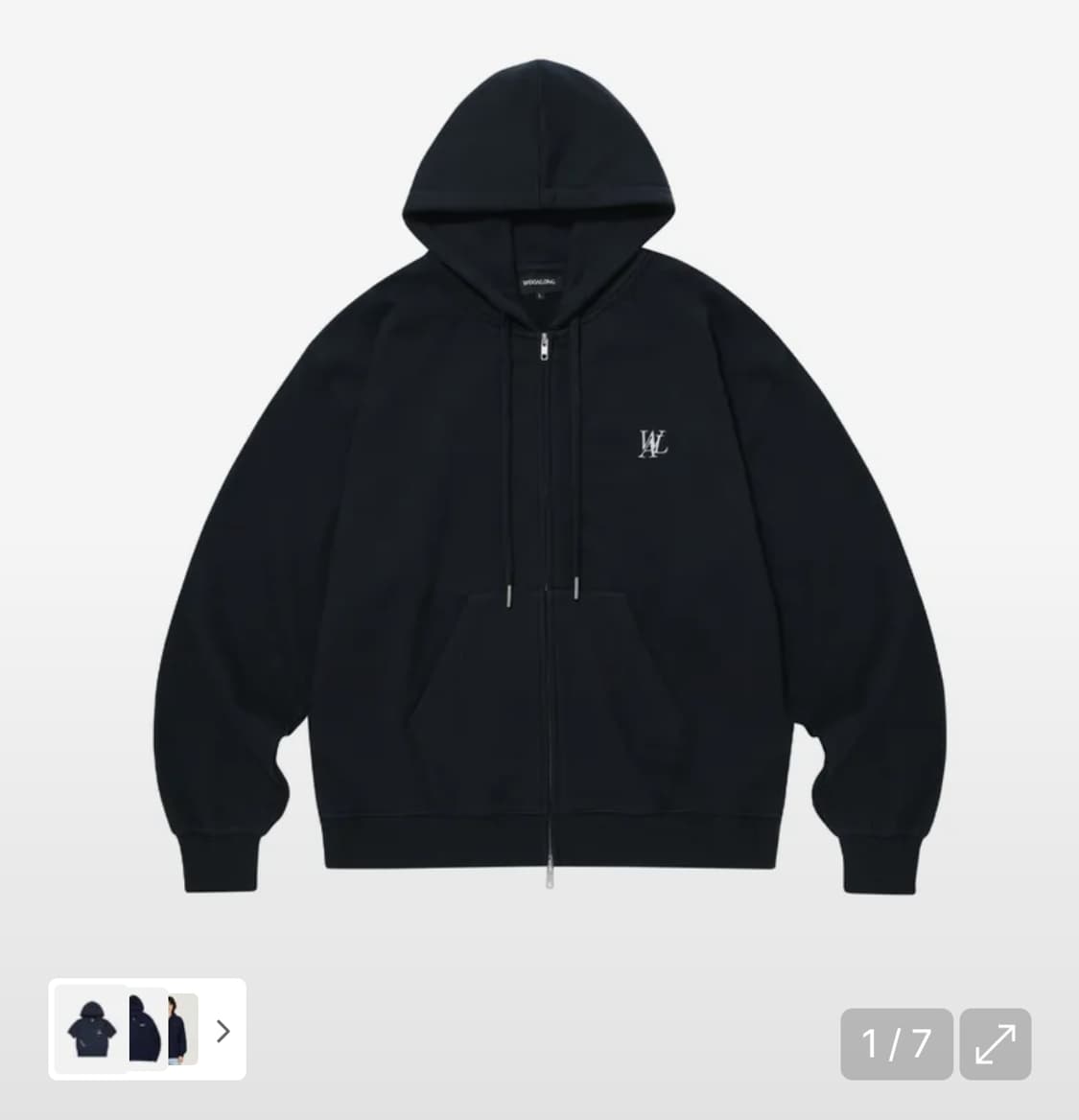 우알롱 후드집업 Signature hood zip-up - NAVY 상품이미지1