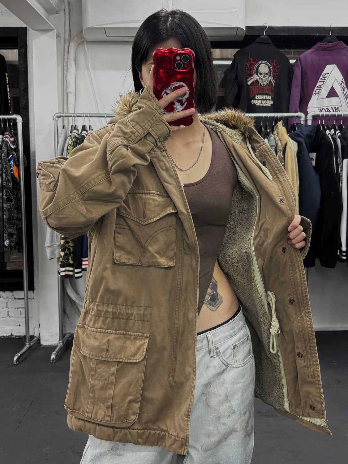 리바이스 퍼후드 베이지 야상자켓 상품이미지2