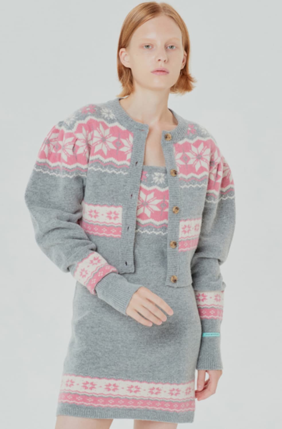 인스턴트펑크 자카드 울 가디건 그레이 상품이미지4