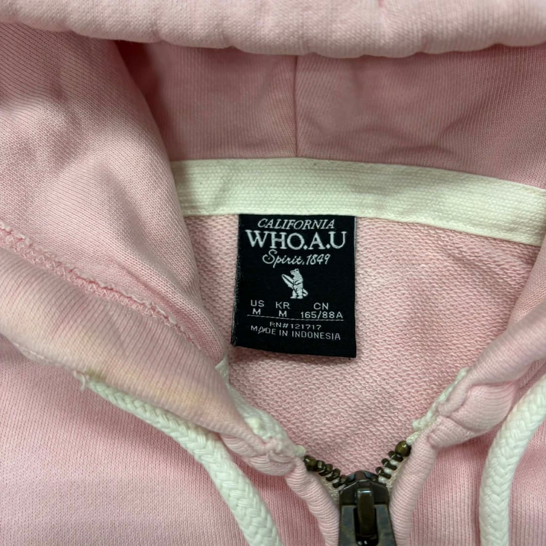 후아유 y2k 베이비핑크 러블리힙 걸즈 스웻 후드집업 희귀져지(M) 상품이미지5