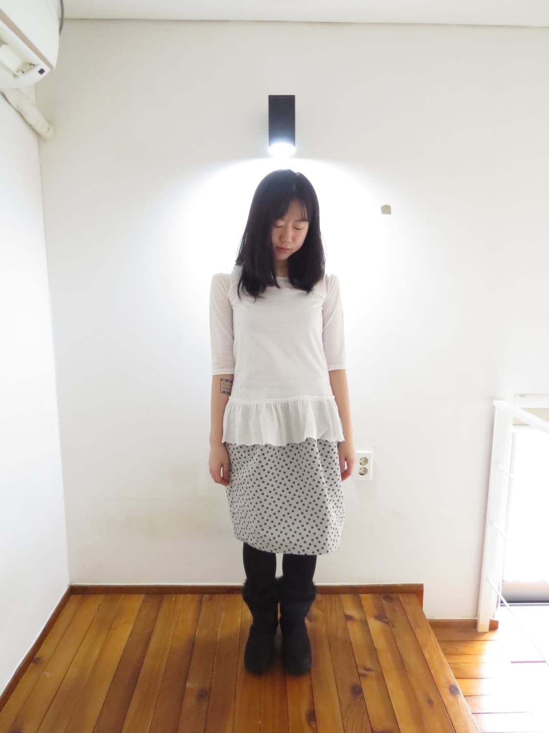 그레이 도트 스커트 상품이미지2