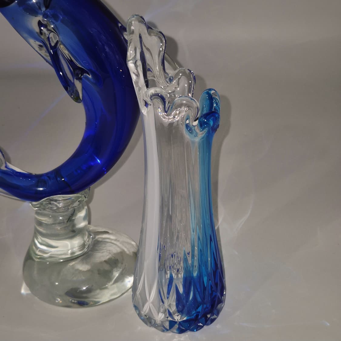 70s 타지마 핸드블로운 블루 산호 마블 꽃병 상품이미지10