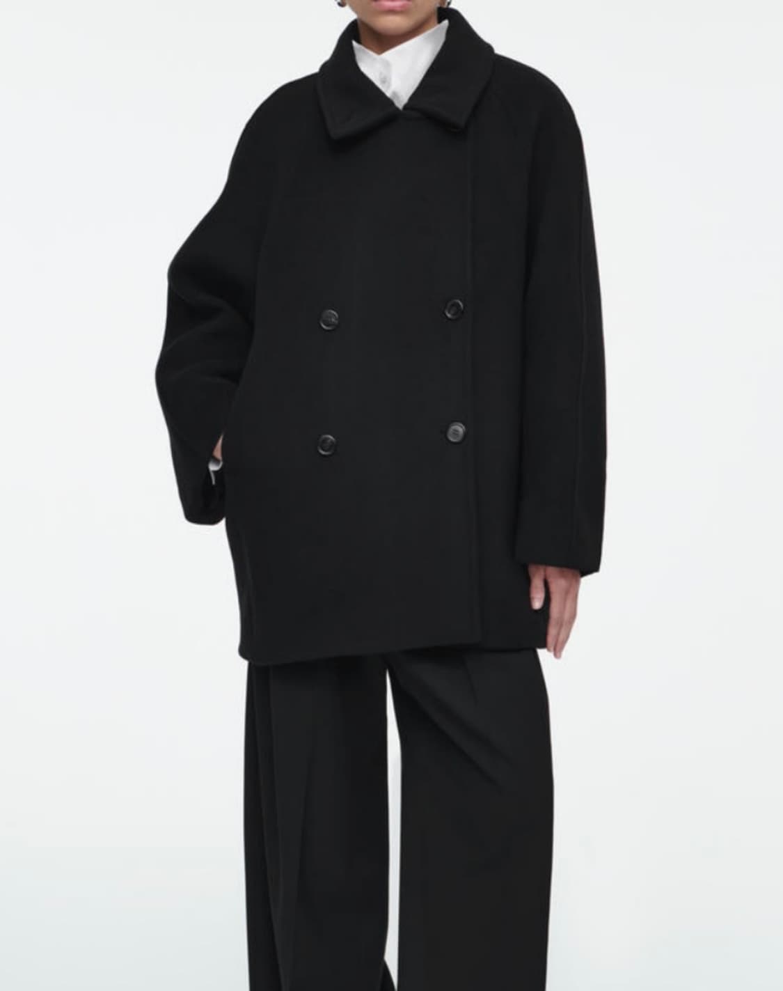 COS 코스 여성 오버사이즈 더블 브레스티드 울 피 코트 상품이미지1