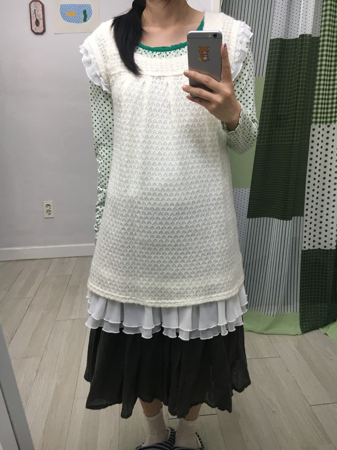 연두 도트 포인트 티셔츠 상품이미지2