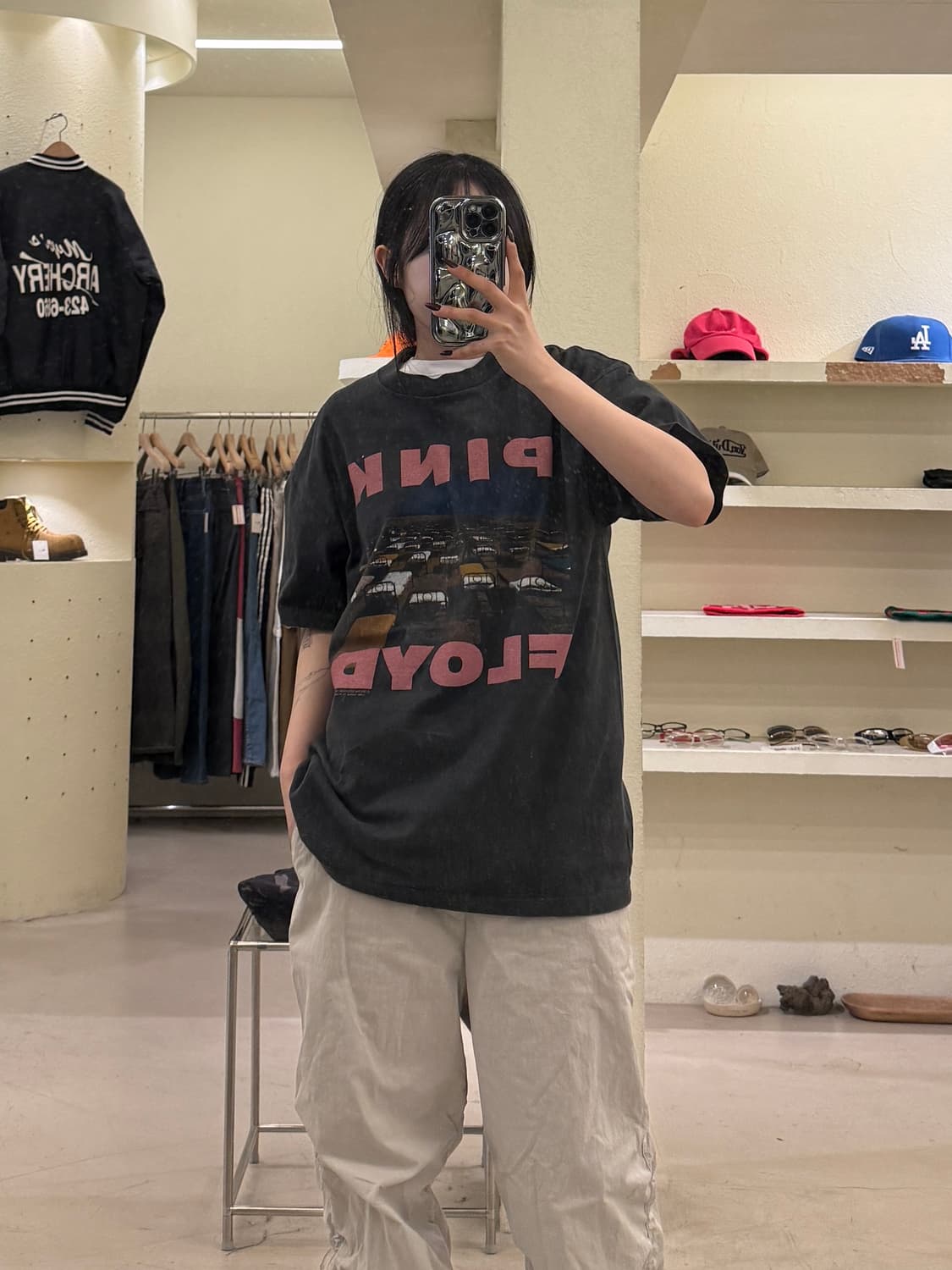 빈티지 핑크 플로이드 아트 프린팅 반팔 티셔츠  U1368 상품이미지1