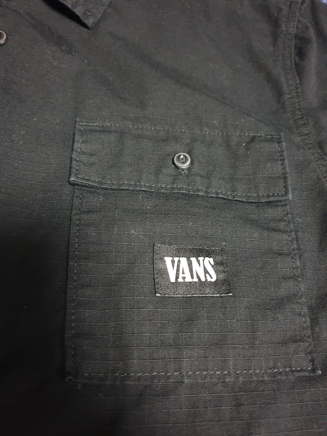 (단종매물) 반스 립스탑 로고패치 더블포켓 워크 반팔셔츠 블랙 (L) 상품이미지2