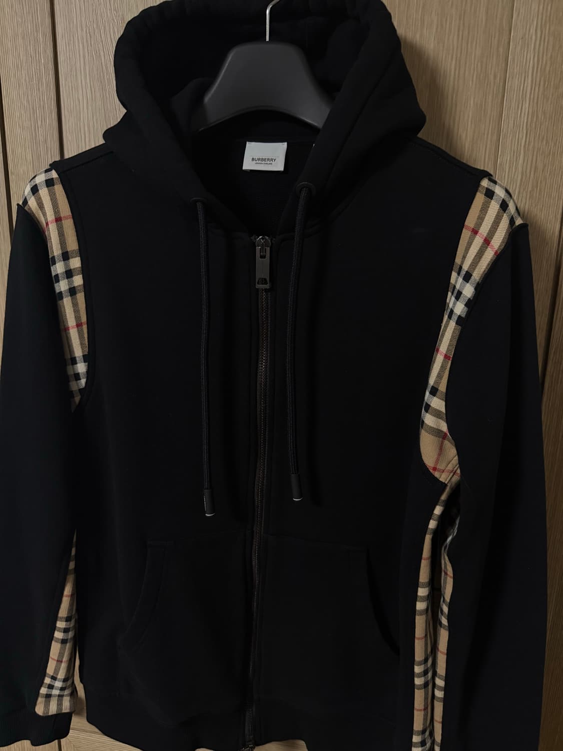 버버리 체크 패턴 코튼 후드집업 블랙  상품이미지2