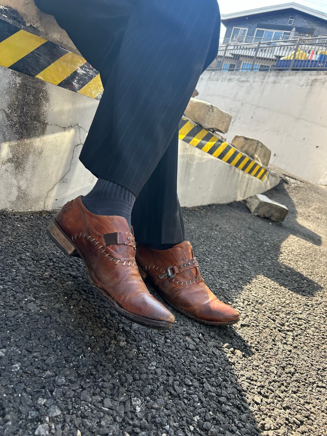 빈티지 체인 스트랩 옥스포드 구두 상품이미지1