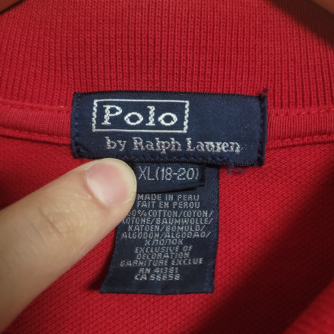 (M) POLO 폴로 랄프로렌 레드 롱슬리브 카라티 상품이미지2