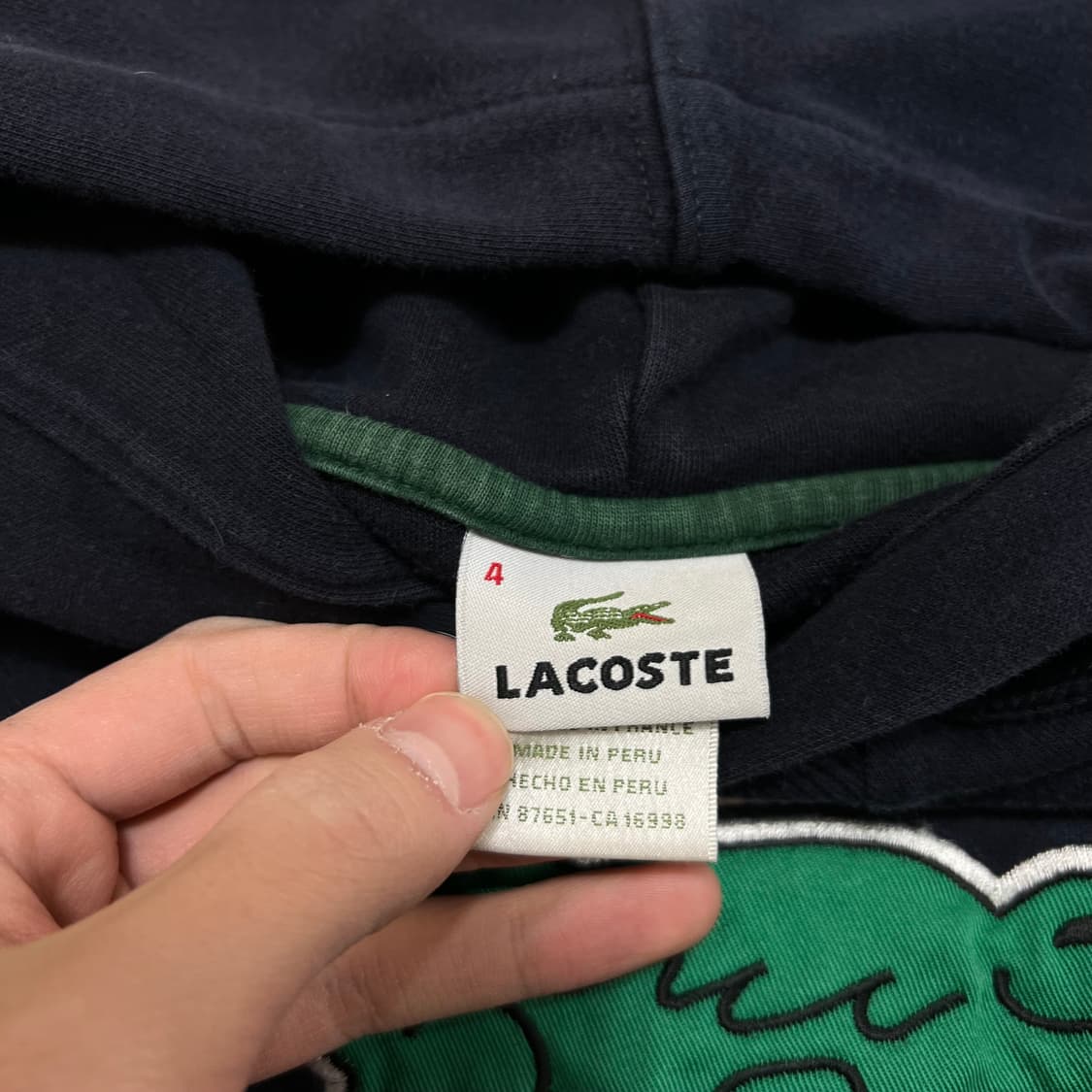 라코스테 빅로고 기모 후드티 [네이비] 4사이즈 상품이미지4