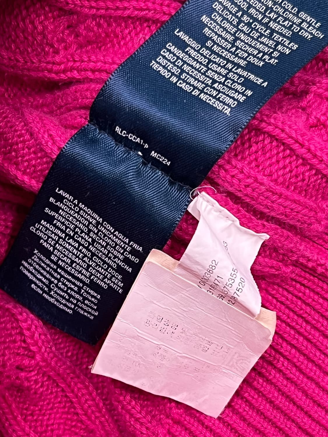 (L) 랄프로렌 주니어 크롭 케이블 꽈배기 가디건 핫핑크 상품이미지4