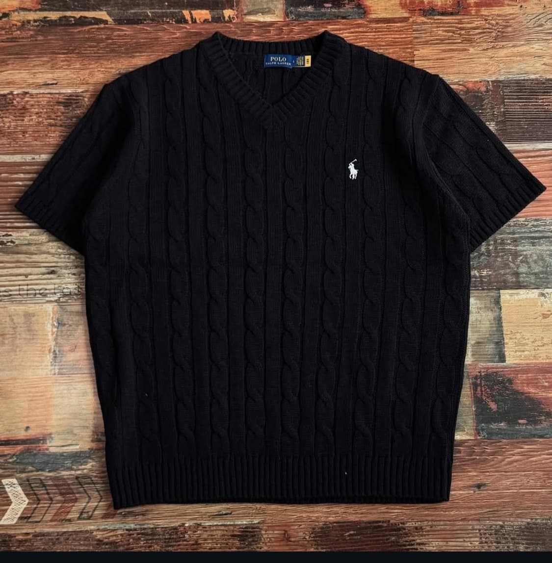 폴로 QR라벨 반팔 케이블니트(L) 상품이미지1