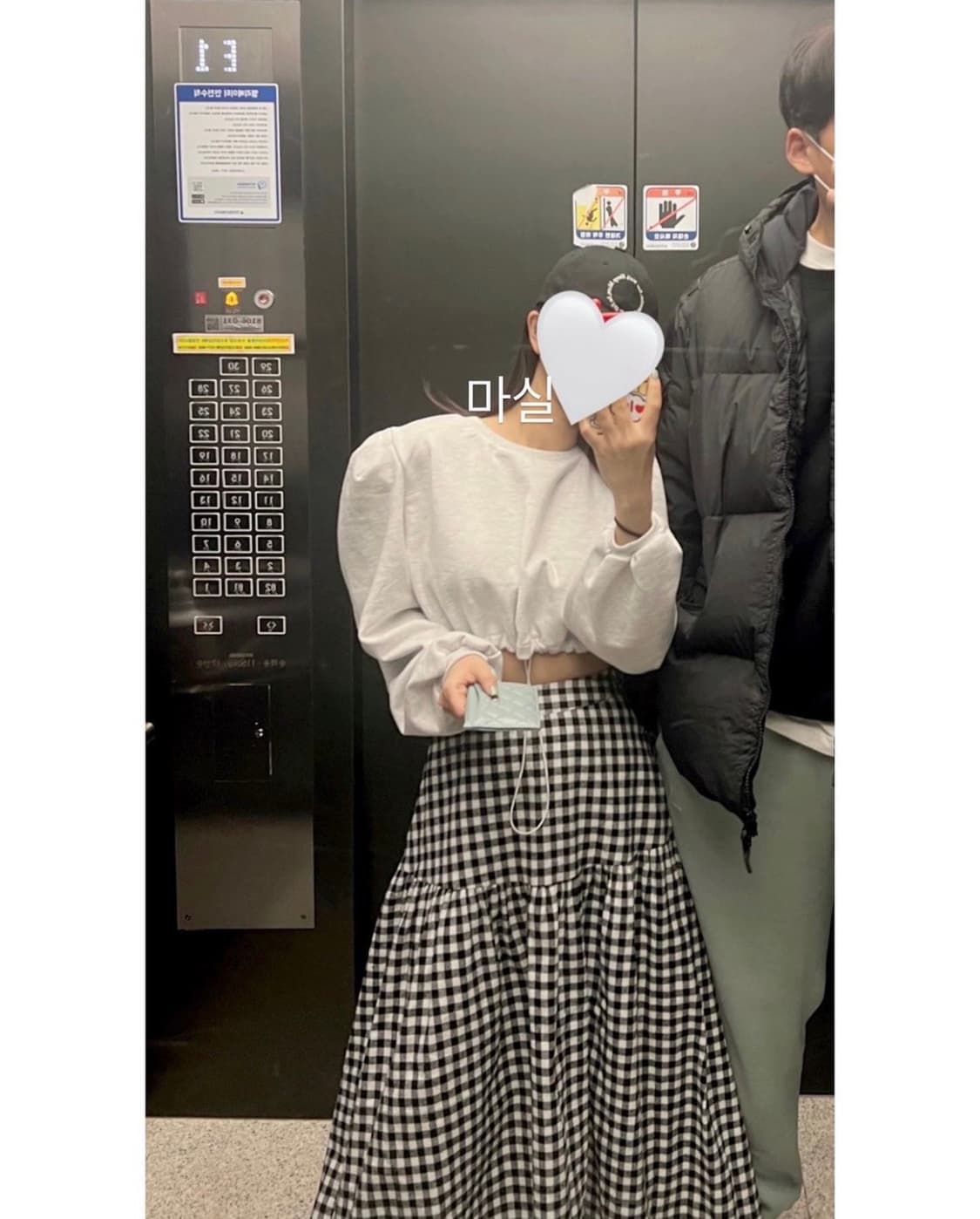 러브미우 카푸치노 깅엄 체크 스커트 드하우 요니핏 리본타이 온무드 상품이미지6