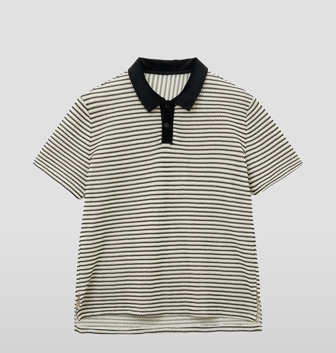 코튼 크로셰 폴로 티셔츠 (블랙아이보리)50사이즈 상품이미지2