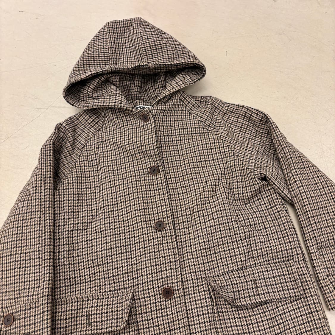 빈티지 하운드투스 체크 우먼 후드 코트 상품이미지2